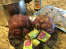 Purple Artichokes, ready to prep.