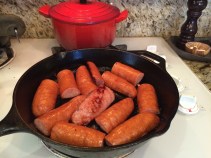 Mmmm! Wouldn't it be delicious to brown pierogis in the pan after these kielbasa? 