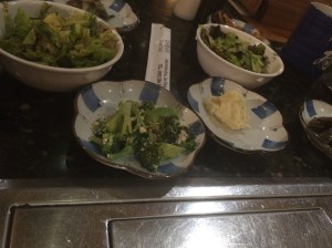 About eight side dishes...