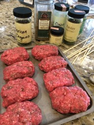Kebabs formed, camera angle hiding the mess on the rest of the countertop...